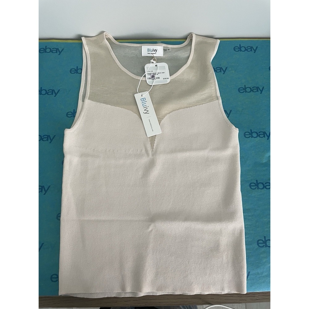 Bluivy Sweetheart Neck Knit Tank Size M Boho Cottage Core NWT